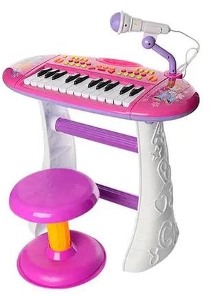 Детский синтезатор-пианино на ножках со стульчиком limo toy bb383bd (2 цвета)3 фото