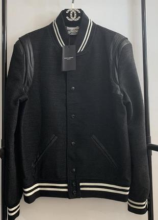 Бомбер шерстяной с кожаными вставками, в наличии