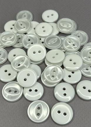 10 шт. - пуговицы рубашечные ø-15мм - белый глазик