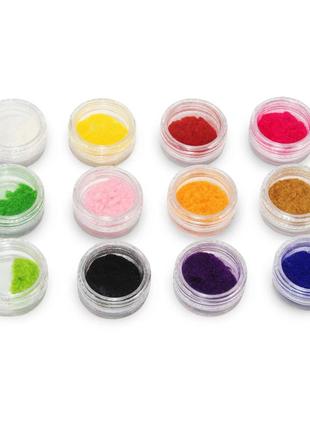 Набор декора для дизайна ногтей, бархат, 12шт