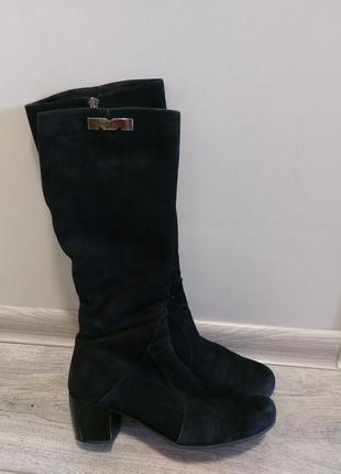 Замшевые сапоги 37р. с натуральным мехом