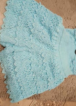 Летний костюм пляжный топ шорты вязаный