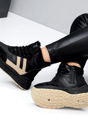 Высокие зимние кроссовки хайтопы цвет микс черный беж в ассортименте