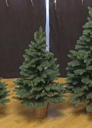 Ель литая люкс зеленая 1.1 м искусственная горшок
