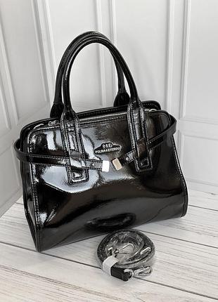 Жіноча шкіряна лакована сумка. polina&eiterou.