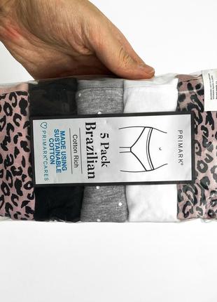 Брендовые оригинальные новые коттоновые трусики бразильяны primark