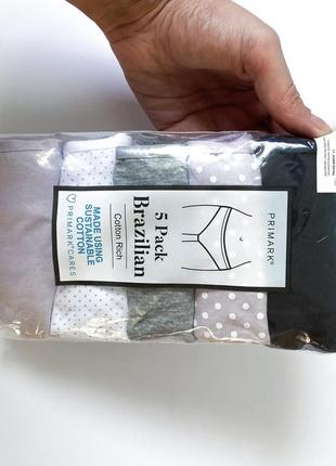 Брендовые оригинальные новые коттоновые трусики бразильяны primark