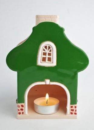 Керамический домик-подсвечник 