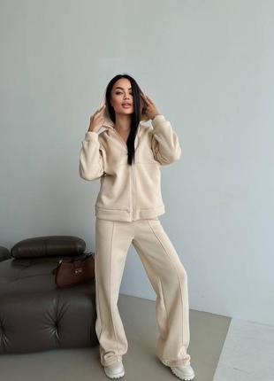 Спортивний костюм в стилі oversize 🤍 брюки + толстовка на блискавці