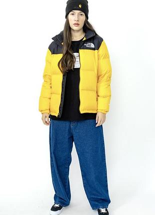The north face желтая желтая куртка теплая зимняя пуф крутой пуховик трендовый модный молодежный