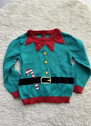 Кофта новогодняя эльфа помощник санты 9-12 мес