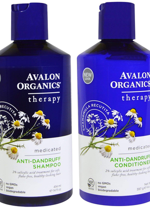 Набір avalon organics, шампунь і кондиціонер проти лупи, з ромашкою аптечною