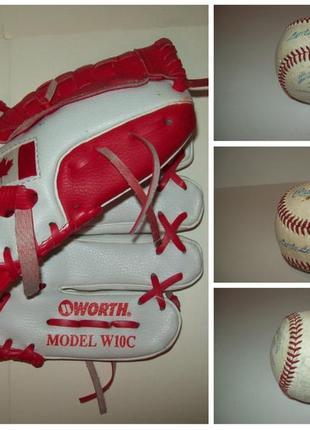 Перчатка бейсбольная worth детская детский размер с мячом rawlings