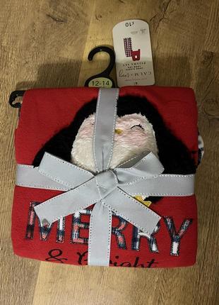 Флисовая теплая новогодняя женская пижама джордж в подарочной упаковке.