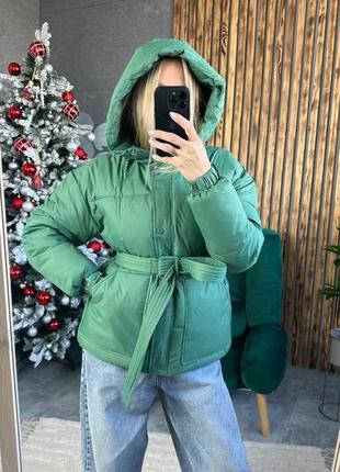 Жіноча тепла зимова куртка,пуховик,женская тёплая зимняя куртка,пуффер,с поясом4 фото