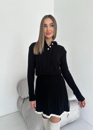 Трикотажный костюм
машинная погремушка, тонкая косичка, классное качество
нитка хлопок 
размер с-м