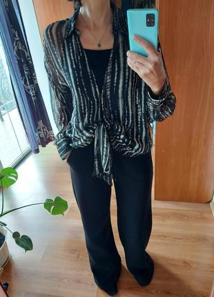 Шифоновая свободная блузка с золотой нитью и завязками, праздничная блузка river island, p. l