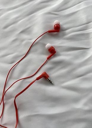 Вакуумные наушники проводные красные гарнитура 3.5 мм jack аудио моно