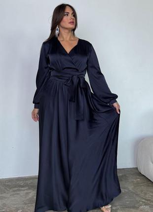 Шовкова сукня, з поясом довжина максі