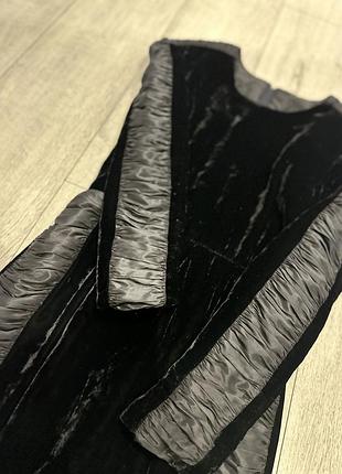 Оксамитова чорна сукня жатка бархат,сборка