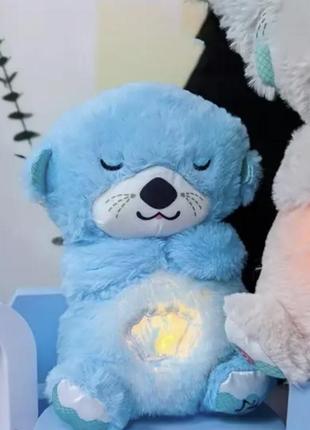 Музыкальная успокаивающая плюшевая игрушка для сна спящая выдра 30 см3 фото