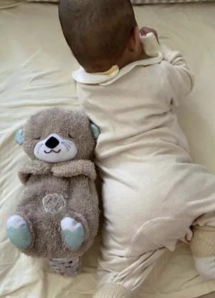 Музыкальная успокаивающая плюшевая игрушка для сна спящая выдра 30 см