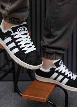 Кроссовки adidas campus 00s black white черно-белые зимние