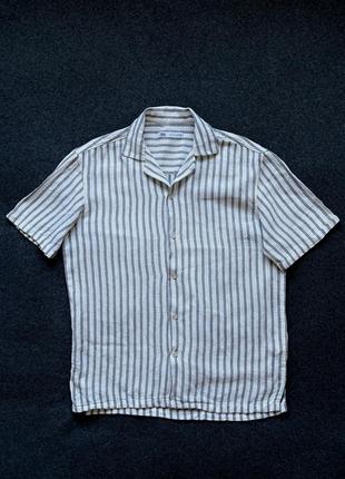 Лляна сорочка в полоску zara old money