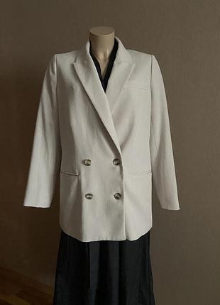 Двобортний жакет,блейзер  оверсайз бежевого кольору h&m