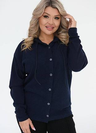 Кофта на пуговицах с капюшоном рубчик начес 48-58 р-р