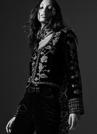 Бархатный жакет женский с бисером zara new