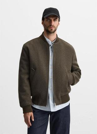 Теплий чоловічий бомбер ma-1 від zara, розмір s сірий