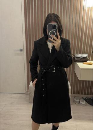 Пальто вовняне, плащ h&m чорне базове