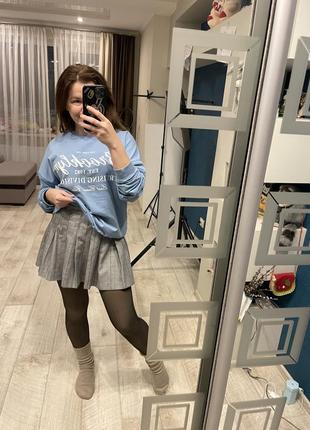 Юбка серая в клетку школьная