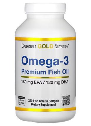 California gold nutrition, омега-3, риб’ячий жир преміальної якості, 240 риб’ячих желатинових капсул