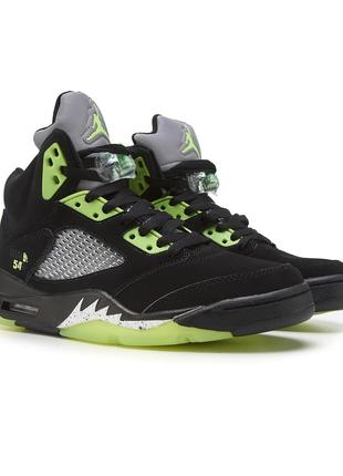 Мужские кроссовки nike lebron air jordan 5 retro quai 54 black green