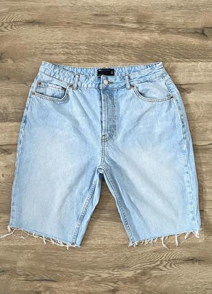 Джинсовые голубые рваные шорты asos с высокой посадкой