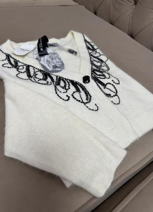 Мякочка нежная ангора укороченный свитер болеро с вышивкой