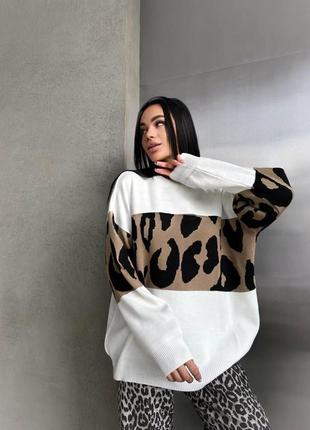 Женский свитер оверсайз леопард турция