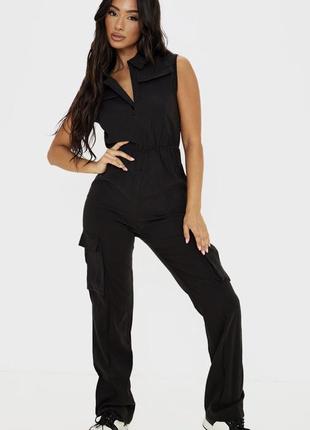 Черный брючный комбинезон карго prettylittlething размер 6(xs-s)