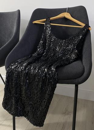 Чорна сукня-міні в паєтки від vero moda