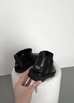 Угги угги натуральная кожа ультра короткие овчина ultra mini black leather premium