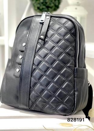 Стильний шкіряний рюкзак чорний