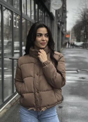 Шоколадна укорочена курточка