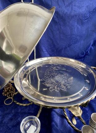 Садж 🥬🍖🥙 блюдо для шашлыка с подогревом подставка металлическая нержавейка кованная с...