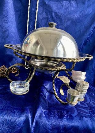 Садж 🥬🍖🥙 блюдо для шашлыка с подогревом подставка металлическая нержавейка кованная с...