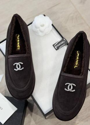 Лофери шанель замша хутро преміум