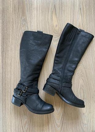 Женские оригинальные кожаные сапоги высокие ботинки на осень clarks