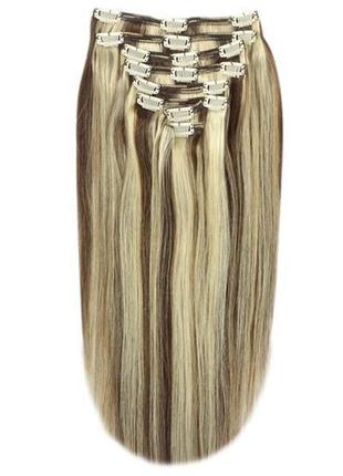 Трессы, накладные термо волосы для наращивания на заколках, набор из 12 прядей прямые 4/613