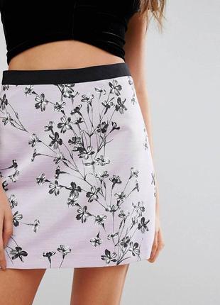 Брендовая юбка мини "miss selfridge" с цветочным принтом. размеры uk14/eur42.